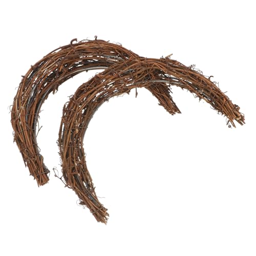 BIUDECO 2 Stück Moonförmiger Rattan Kranzring Handgefertigte DIY Kranzrahmen aus Robustem Natur Rattan für Kreative Dekorationen für Zuhause Garten und Feste von BIUDECO