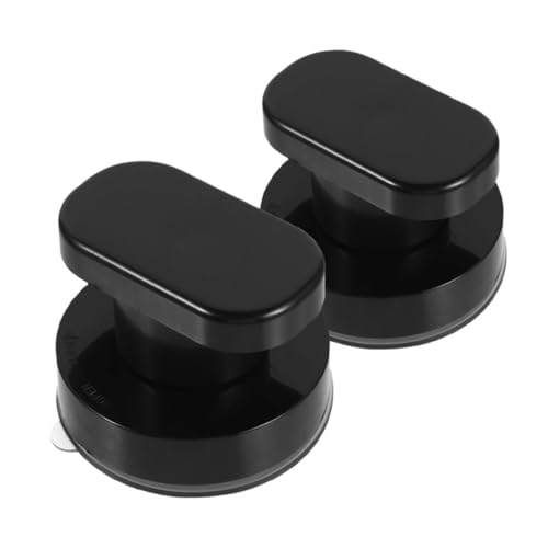 BIUDECO 2 Stück Saughandgriff mit Starker Haftkraft Ergonomischer Rutschfester Haltegriff für Badezimmer Dusche Küche Schrank und Kühlschrank Einfache Bohren Schwarz von BIUDECO