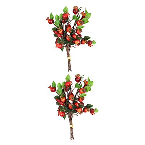 BIUDECO 2 Stück Teiliges Rosehip Bouquet Künstlich Rot Realistisch Langlebig Dekorativ für Hochzeit Party Tischdeko Wohnzimmer Büro Shop Deko von BIUDECO