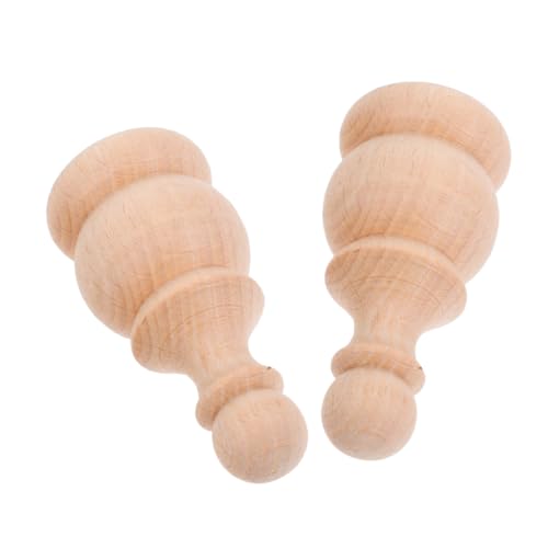 BIUDECO 2stücke Holz-endstücke Geschnitzt Unbehandelt Dekorativ Für Treppen Bettpfosten Fahnenmast-Spitzen Hölzerne Dübel-endstücke Schnitzte von BIUDECO