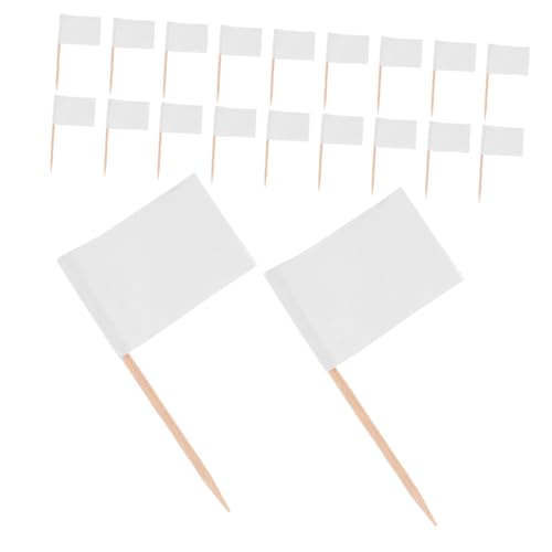 BIUDECO 200 Stück Leere Mini Flaggen für Cupcake Deko Käse Label und Appetizer Buffet Weiß für Party und Snack Präsentation von BIUDECO