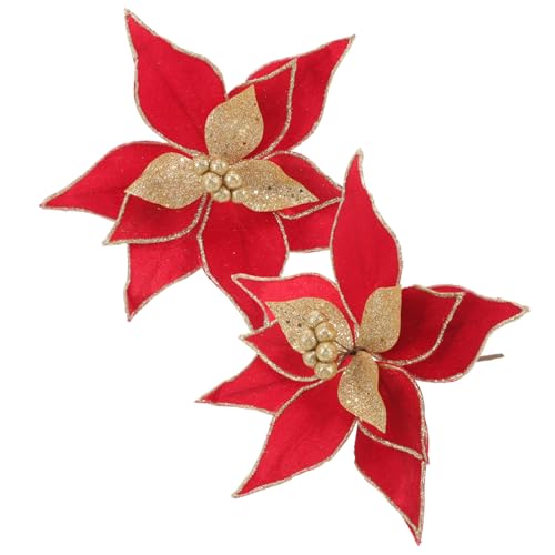 BIUDECO 2stücke Künstliche Weihnachtsblumen Deko Glitzernde Weihnachtsblüten Für Baum Und Festliche Dekoration Für Zuhause Für Winterfeiern Und Feiertage von BIUDECO