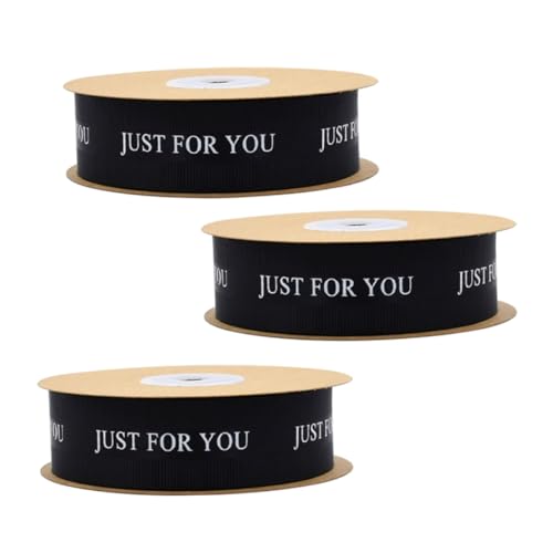 BIUDECO 3 Rollen Schwarzes Geschenkband For You pro Vielseitiges Satinband für Hochzeitsdekoration Blumensträuße DIY Basteln Geschenkverpackung und Partygestaltung von BIUDECO
