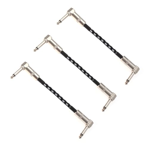BIUDECO 3 STÜCKE Kabel Right Angle zu Right Angle Instrumentenkabel für Bass Keyboard Effektpedale Schwarzes und Weißes Gitternetz Reines Kupfer Doppelt Geschirmt Langlebig Rauscharm von BIUDECO