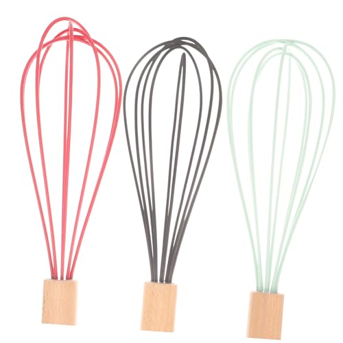 BIUDECO 3 Stück Teiliges Silikon Ei Schneebesen mit Holzgriff Handheld Rührbesen für Eier Sahne und Teig Küchenwerkzeug Schwarz Rot und Dunkelgrün BIUDECO 3 Stück Teiliges Silikon Ei Schneebesen mit Holzgriff Handheld Rührbesen für Eier Sahne und Teig Küchenwerkzeug Schwarz Rot und Dunkelgrün von BIUDECO