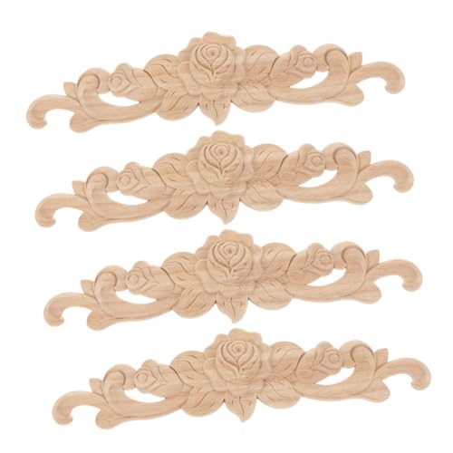 BIUDECO 4 Stück Teiliges Geschnitzte Holzapplikationen Unbemalte Dekorative Rosenornamente Klassische Holzverzierung für Möbel Türen Betten Schränke Einfache Diy Installation Rustikale BIUDECO 4 Stück Teiliges Geschnitzte Holzapplikationen Unbemalte Dekorative Rosenornamente Klassische Holzverzierung für Möbel Türen Betten Schränke Einfache Diy Installation Rustikale von BIUDECO