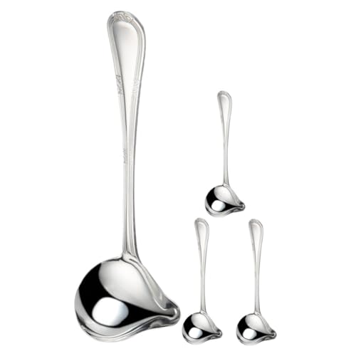 BIUDECO 4 Stück Teiliges Set Kleine Schöpflöffel mit Entenmaul Ausgießer Langer Griff für Präzises Eingießen Hitzebeständig und Kratzfest für Soßen Fleischsäfte und Suppen zu Hause von BIUDECO