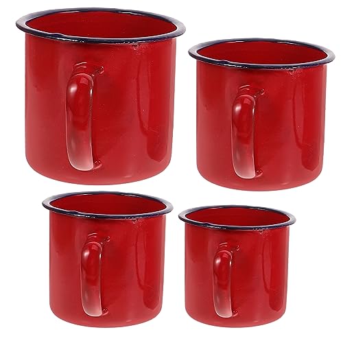 BIUDECO 4Stücke Teiliges Emaille Tassen Camping Becher Verschiedenen für Outdoor-aktivitäten Zuhause oder Büro Robustes und Design Einfach zu Reinigen von BIUDECO