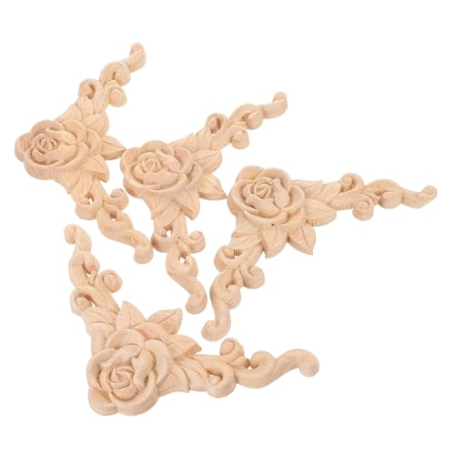 BIUDECO 4 Stücke Holzornamente für Möbel Teiliges aus Massivem Holz mit Geschnitztem Rosen und Eckdesign Dekorative Eckapplikationen zur Einfachen DIY Möbeldekoration für Türen Schränke BIUDECO 4 Stücke Holzornamente für Möbel Teiliges aus Massivem Holz mit Geschnitztem Rosen und Eckdesign Dekorative Eckapplikationen zur Einfachen DIY Möbeldekoration für Türen Schränke von BIUDECO
