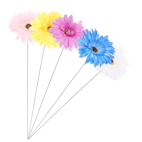 BIUDECO 5 Stück Teiliges Gartenstecker mit Daisy Dekoration aus Seidenstoff Fabelhafte Blumenstecker für Blumenkübel Rasen und Terrassen Deko von BIUDECO