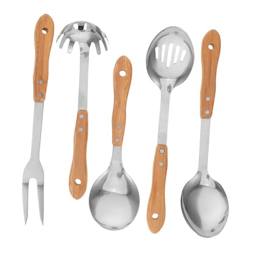 BIUDECO 5 Stück Teiliges Küchenservier aus mit Bambusgriff Hitzebeständig Kratzfreundlich für Antihaft Kochgeschirr Suppenkelle Pastalöffel Salatgabel Ergonomisch für Kochen und Camping BIUDECO 5 Stück Teiliges Küchenservier aus mit Bambusgriff Hitzebeständig Kratzfreundlich für Antihaft Kochgeschirr Suppenkelle Pastalöffel Salatgabel Ergonomisch für Kochen und Camping von BIUDECO