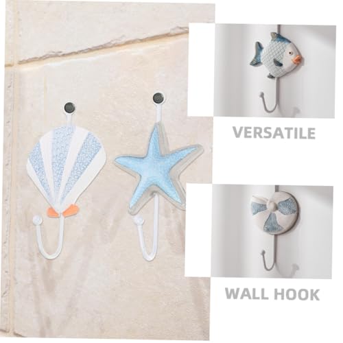 BIUDECO 6 Stück Mediterrane Wandhaken aus Widerstandsfähigem Harz Vintage Küchendeko mit Feiner Politur Vielseitige Garderobenhaken für Bad Flur Wohnzimmer zum Aufhängen von Mänteln von BIUDECO