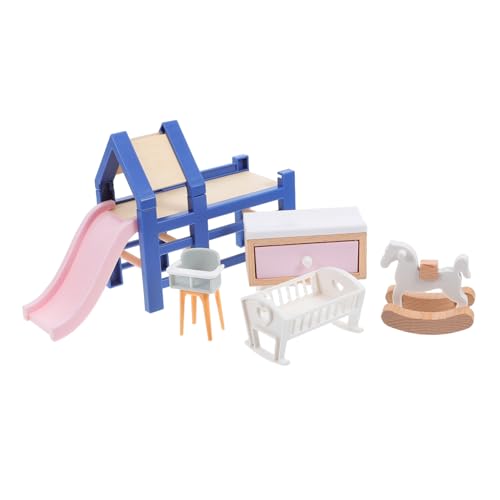 BIUDECO Babymöbeln Multifunktionalem Slide Mini Holzpferd Babybett und Stuhl Pastellfarben Robustes für Kinderzimmer und Kreative Rollenspiele von BIUDECO