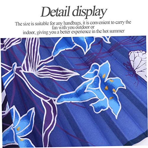BIUDECO Bambusklapperlüfter Handfächer im Stil UV Dekoration USB Blumen- klein Gewebte Blumenfächer Mode Wohnkultur tanzende Handheld-Fans Fan im chinesischen Stil und Seide Blau von BIUDECO