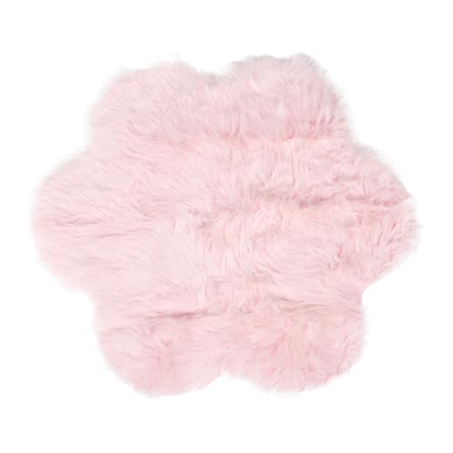 BIUDECO Blumenform Flauschiger Teppich Rosa Nordic Stil Weicher Bereichsteppich Schlafzimmer Nachttisch Matte Kuscheliges Blütendesign Fußmatte für Mädchenzimmer von BIUDECO