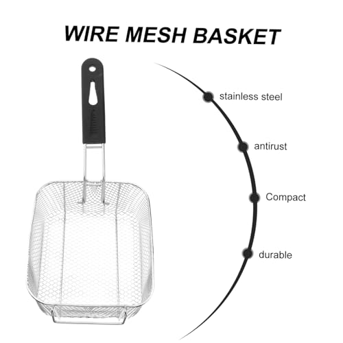 BIUDECO Edelstahl Frittierkorb mit Langem Griff Hitzebeständiger Drahtkorb zum Frittieren Abnehmbarer Griff Großer Fassungsvermögen Vielseitiges Kochwerkzeug für Pommes Hähnchen und von BIUDECO
