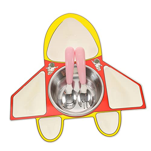BIUDECO Geteilte Speiseteller Set Kreativer Flugzeug Design Teller mit Löffel und Babyplatte Robust und Leicht zu Reinigen für Outdoor Camping und Tägliches Essen von BIUDECO