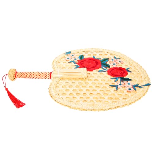 BIUDECO Handgewebter Großer Bambusfächer im Chinesischen Vintage Stil Handgehaltener Tragbarer Kühlfächer für Junge Mädchen Geeignet als Foto Requisite und Sommerliche Dekoration für von BIUDECO
