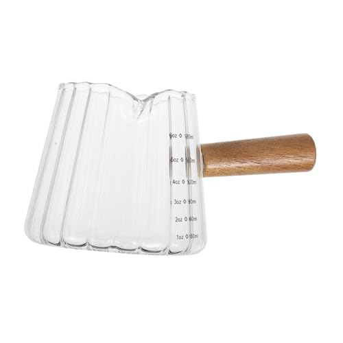 BIUDECO Hitzebeständiger Milchbecher mit Holzgriff Kleiner Sahneausgießer Transparenter Messbecher für Sirup und Milch Vielseitiger Mini Kaffeebecher für Zuhause und Zufällige Farbe BIUDECO Hitzebeständiger Milchbecher mit Holzgriff Kleiner Sahneausgießer Transparenter Messbecher für Sirup und Milch Vielseitiger Mini Kaffeebecher für Zuhause und Zufällige Farbe von BIUDECO