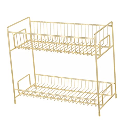 BIUDECO Küchenregal Kosmetikregal Multifunktionales Organizer Regal Aus Metall (gold) Platzsparend Zwei Ebenen Robust Für Küche Und Büro Für Kleinteile von BIUDECO