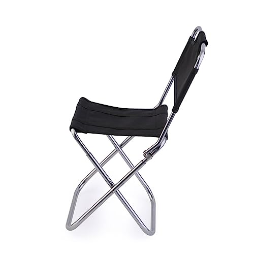 BIUDECO Leichter Faltbarer Campingstuhl mit Rückenlehne aus Aluminiumlegierung Tragbar und Robust Klappbarer Outdoor Hocker für Angeln Garten Reisen Belastbar Schwarz von BIUDECO