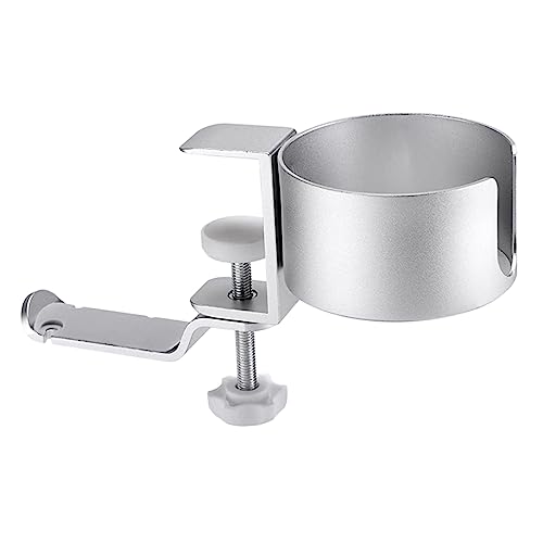 BIUDECO Multifunktionaler Aluminium Schreibtisch Getränkehalter und Kopfhörerhalterung Verstellbar und Drehbar Klemme für Tassen für Büro Zuhause und Bar von BIUDECO