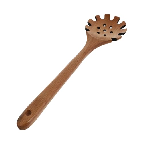 BIUDECO Nudellöffel aus Buchenholz Langer Griff Nudel und Spaghettisieb Platzsparend durch Aufhängeloch Langlebiges Küchenutensil zum Abseihen von Suppen und Nudeln von BIUDECO