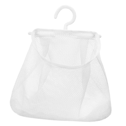 BIUDECO Vielseitiger Aufbewahrungsbeutel für Wäscheklammern aus Stabilem Netzstoff Drehbarer Haken Waschbar und Geruchsfrei Praktische Organizer Tasche für Haushalt Küche und Bad Weiß von BIUDECO