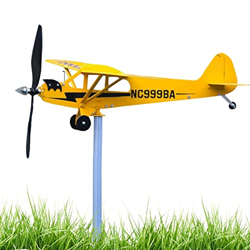 Airplane Weathervane Piper J3 Cub Airplane Weathervane Metall Flugzeug Wetterfahne Windfahnen-Dekoration Für Den Außenbereich Wetter-Windfahne Für Dach Whirlygig Windmühlen-Geschenke Für Flugliebhaber von BIUDUI