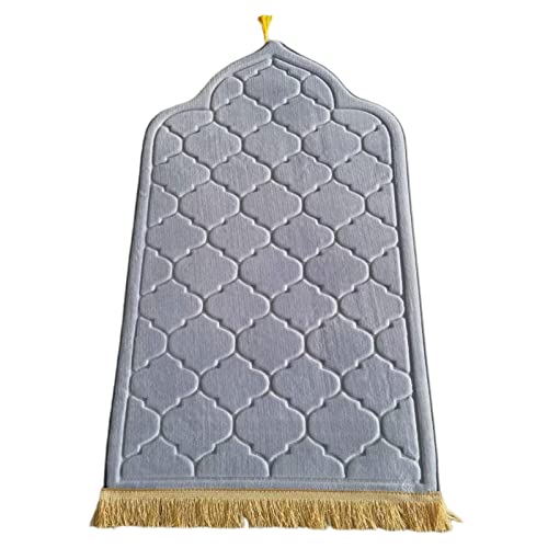 BIUDUI Gebetsteppich Muslimischer Islamische Gebetsmatte Flanell Gebet Teppich Matte Mit Quasten Tragbare Muslimischer Teppiche Prayer Mat Rug Für Reisen, Zuhause, Büro, Masjid, Hajj, Umrah, 65x110cm von BIUDUI