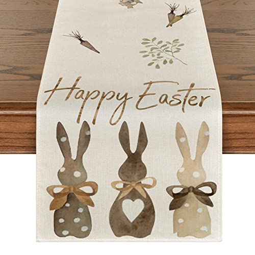 Tischläufer Ostern Tischläufer Frühling Ostern Kaninchen Tischläufer Ostertischdec Tischdecke Ostern Leinen Ostern Mitteldecke Bunt Für Drinnen Und Draußen Urlaub Party Wohnzimmer Dekor, 183x33cm von BIUDUI