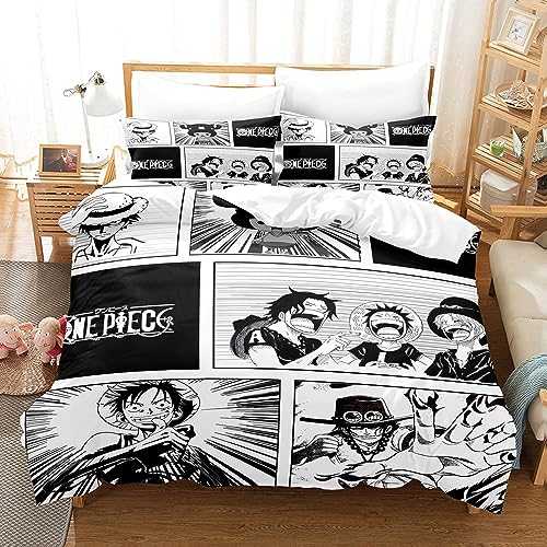 BIURKA Anime Bettwäsche Sets 155x220,Luffy Bettbezug mit 2 Kissenbezug 80 x 80 Mikrofaser von BIURKA