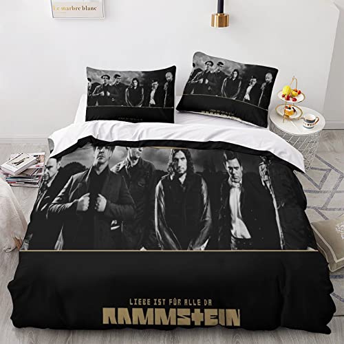 BIURKA Rammstein Band Bettwäsche Sets 135x200cm,Schlafkomfort Bettbezug mit 1 Kissenbezug 80 x 80cm Mikrofaser,2-Teiliges Set von BIURKA