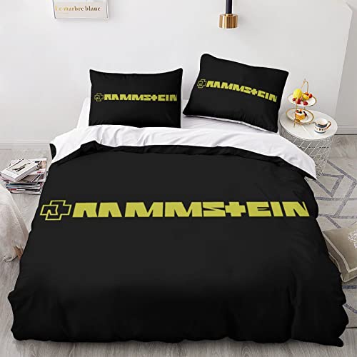 BIURKA Rammstein Band Bettwäsche Sets 155x220cm,Schlafkomfort Bettbezug mit 2 Kissenbezug 80 x 80cm Mikrofaser,3-Teiliges Set von BIURKA