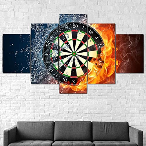 Leinwand Wandmalerei Dart-Brettspiel Bullseye Deko Bilder auf Leinwand Leinwand Wandkunst Für Hauptdekorationen 5 Stück Kein Rahmen 200x100cm von BIURKA