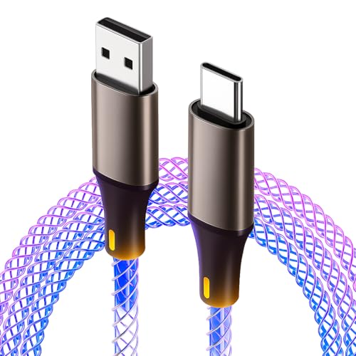 BIVOFU 2PCS 1M USB-A Auf USB Typ C Mit Coolem, USB C Kabel LED 66W Schnellladekabel, Rgb USB a Auf Typ C Ladekabel Für iPhone 15, S24/S23/S22, P70/P60, Auto Carplay, Datenübertragung von BIVOFU