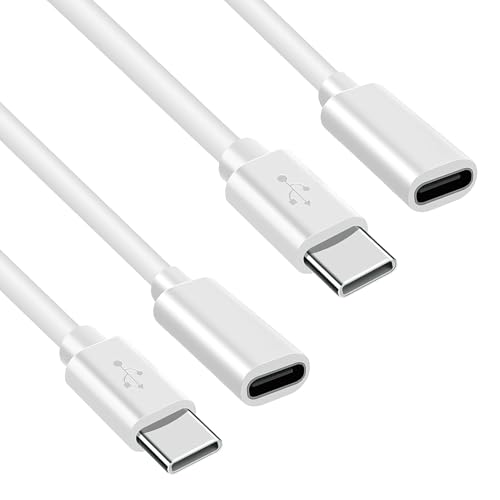 BIVOFU 2 PCS USB C Verlängerung 1m Typ C Stecker Weiß, USB C Verlängerungskabel für Magsafe Ladegerät, Kompatibel mit 15/14/13, 1M/3.3Ft, Schnelles Laden und Datentransfer von BIVOFU