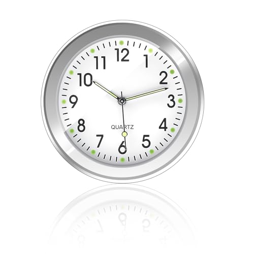 Selbstklebende Uhr Armaturenbrett, Mini Auto Uhr, Kleine Uhr Universelle für Auto mit Lüftungsschlitz Clip und Klebepad, Uhr Klein Geeignet für Dashboard Auto Dekoration Home Decor(Weiß) von BIVOFU