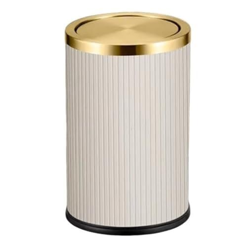 Garbage Bin with Shaking Lid Metal Bathroom Garbage Bin Household Living Room Anti Odor Double-Layer Paper Basket(A,15L) von BIVVI