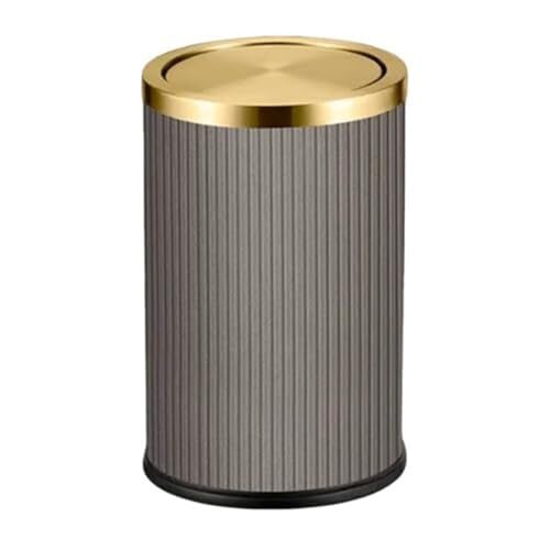Garbage Bin with Shaking Lid Metal Bathroom Garbage Bin Household Living Room Anti Odor Double-Layer Paper Basket(B,9L) von BIVVI