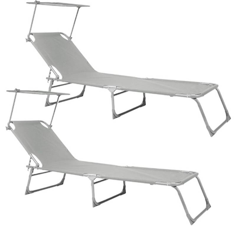 BIXENTE Gartenliege klappbare Gartenliege mit Sonnenschutz 2er-Set, 2 St., ideal für Garten, Pool, Balkon oder Terrasse, große Bräunungsfläche für Sonnengenuss von BIXENTE
