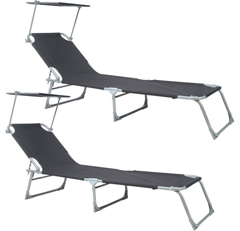BIXENTE Gartenliege klappbare Gartenliege mit Sonnenschutz 2er-Set, 2 St., ideal für Garten, Pool, Balkon oder Terrasse, große Bräunungsfläche für Sonnengenuss von BIXENTE