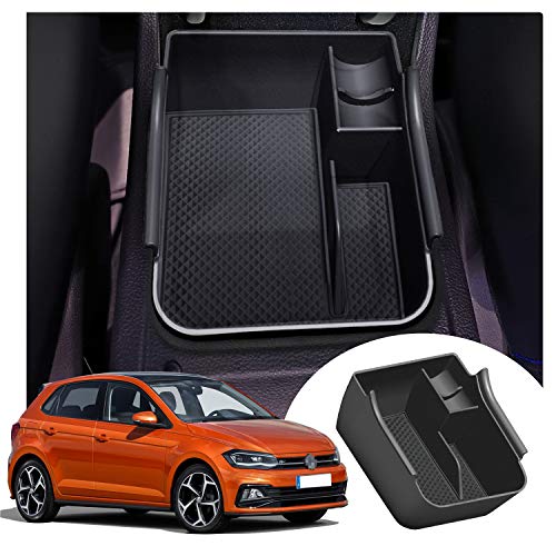 BIXUAN Polo6 2024 Kompatibel mit VW Polo MK6 Nivus Taigo 2018-2022 2023 2024 Aufbewahrungsbox Sekundäre Armlehne Organizer Armlehne Organizer mit Antirutschmatte Mittelkonsole Aufbewahrung von BIXUAN