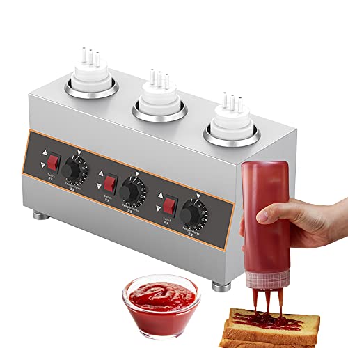 Elektrischer 240-W-Saucenwärmer, Marmeladen-Wärmekonservierungsmaschine, Schokoladenbutter-Käsesaucen warm, 1-4 Toppings-Flasche von BIXUYOU