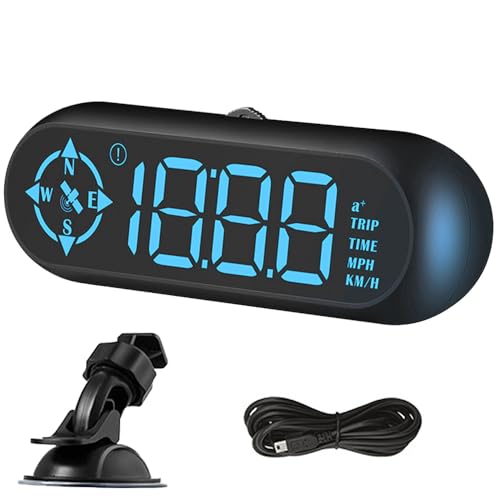 BIZOI G9 GPS Tacho Auto, Head Up Display, Digitaler Auto Tachometer, Head Up Display Auto, Geschwindigkeitsmesser USB Powered, Plug-and-Play installation, Uhr und Kompassfunktion für Auto Wohnmobil von BIZOI