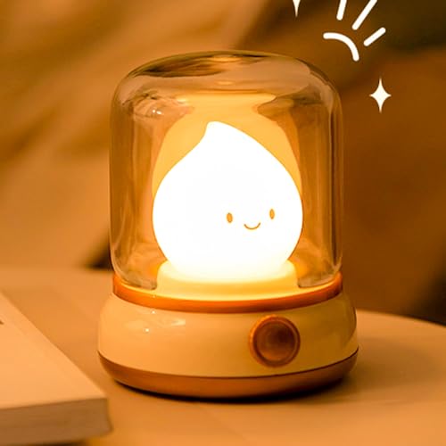 BIZOI Niedliches Nachtlicht mit Timer, Niedliche Kerosinlampe Nachtlicht Kinder, Kawaii Flammenlose Kerzen Lampe, Silikon Niedliche Kerosinlampe für Kinder, Männer, Frauen, Retro Deko Schlafzimmer von BIZOI