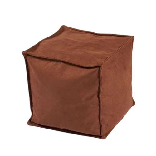BIZTTLOG 45 cm großer Würfel-Fußhocker aus PU-Leder, Mehrzweck-Fußhocker mit Stauraum, zu öffnender Deckel, ungefülltes Design – mehrfarbiges Quadrat(Brown2) von BIZTTLOG