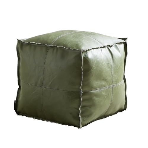 BIZTTLOG 45 cm großer Würfel-Fußhocker aus PU-Leder, Mehrzweck-Fußhocker mit Stauraum, zu öffnender Deckel, ungefülltes Design – mehrfarbiges Quadrat(Green) von BIZTTLOG