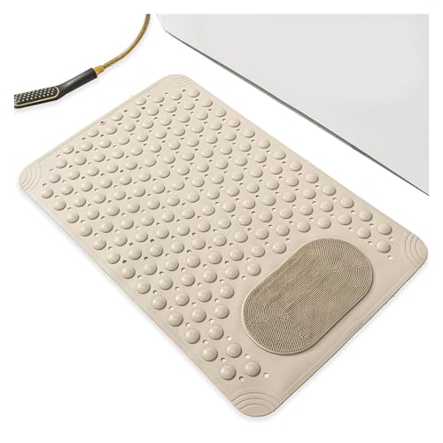 BIZTTLOG Maschinenwaschbare Badematte, 70 x 36 cm, rutschfeste Badewannenmatte mit starkem Saugnapf und Abflusslöchern for sicheren Badezimmerboden, Blau(Beige) von BIZTTLOG