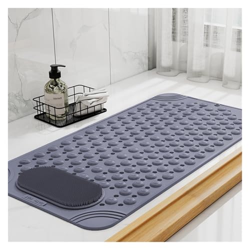 BIZTTLOG Maschinenwaschbare Badematte, 70 x 36 cm, rutschfeste Badewannenmatte mit starkem Saugnapf und Abflusslöchern for sicheren Badezimmerboden, Blau(Gray) von BIZTTLOG